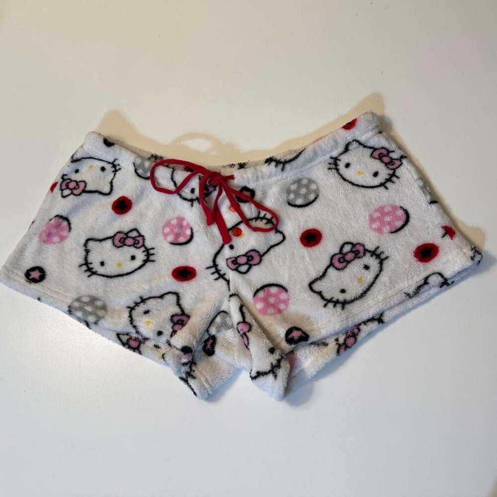 Sanrio Hello Kitty Vintage Y2K Plush Fuzzy Fleece Pajama Shorts L/G